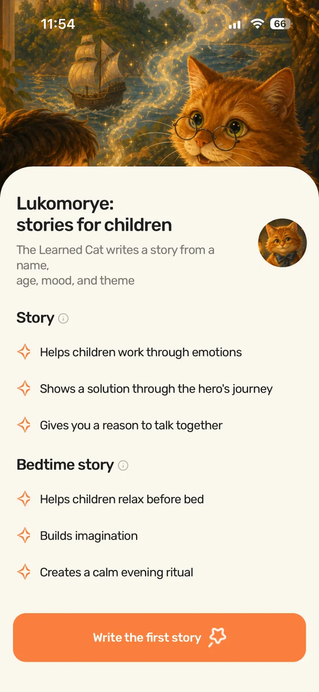 App screen explaining the benefits of personalized stories